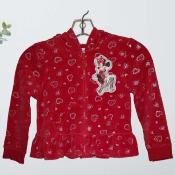 Disney Girls' Minie Mouse Velvet Valentine Hoodie Jacket with Get One Free -SZ 6 - Picture 2 of 7